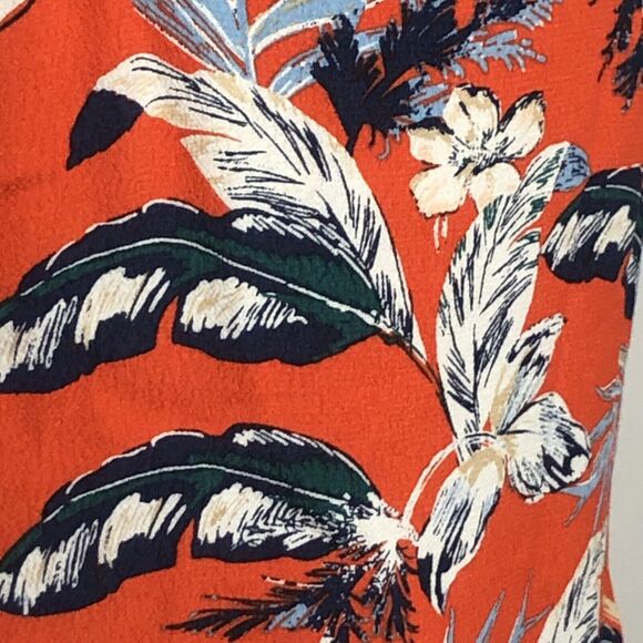 Loft Blouse Womens Small Red Navy Blue Floral Tiered Sleeveless Double V Neck - Picture 10 of 15